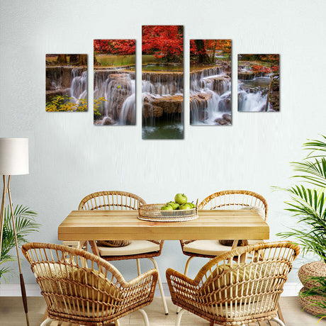 Serene Waterfall in Autumn Canvas Wall Art