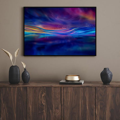 Abstract Wave in Vibrant Neon Colors-Canvas Wall Art