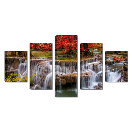 Serene Waterfall in Autumn Canvas Wall Art