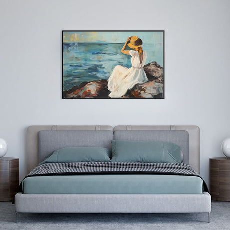 Elegant Seaside Lady Canvas Wall Art