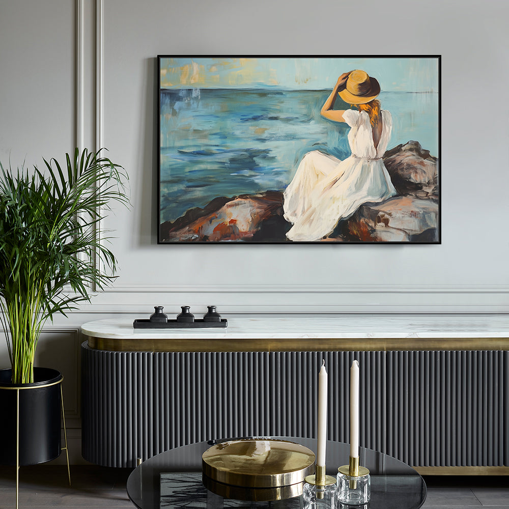 Elegant Seaside Lady Canvas Wall Art