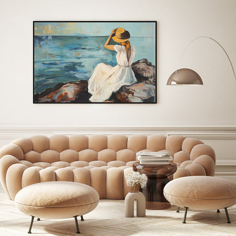 Elegant Seaside Lady Canvas Wall Art