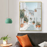 Canvas Wall Art - Picturesque White Alley with Pots