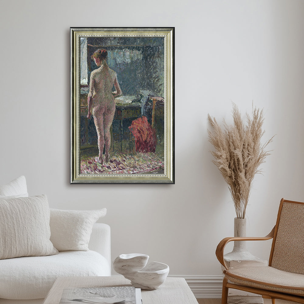 Naked Woman From Behind In An Interior By Camille Pissarro.