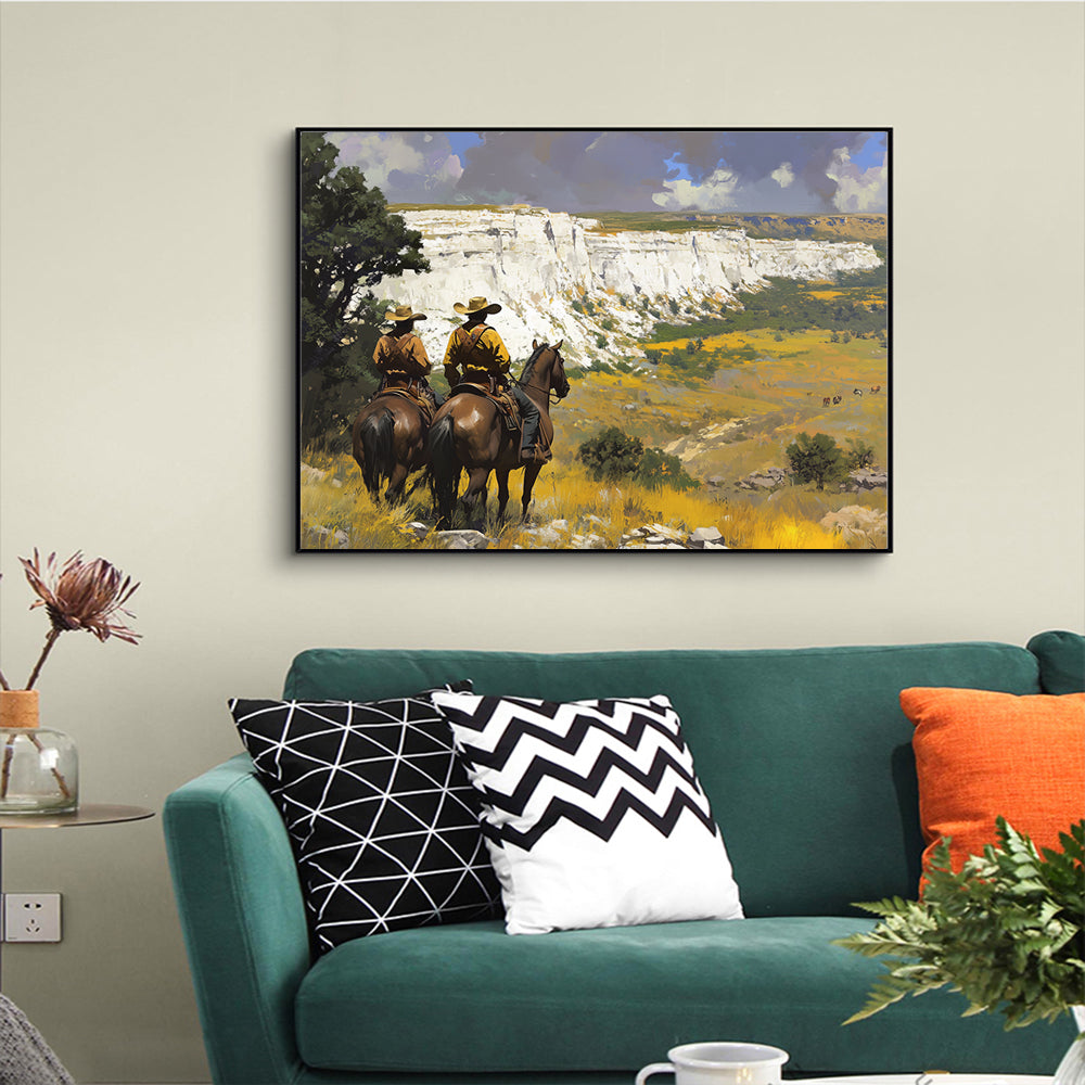 Canvas Wall Art - Riders In A Vast Western Landscape