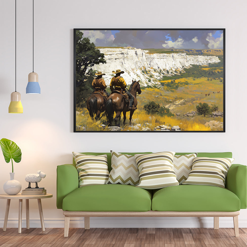 Canvas Wall Art - Riders In A Vast Western Landscape