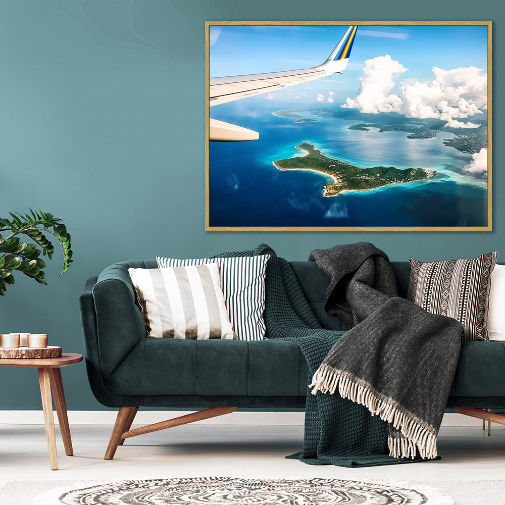 Canvas Wall Art - Scenic Island View From Airplane Window