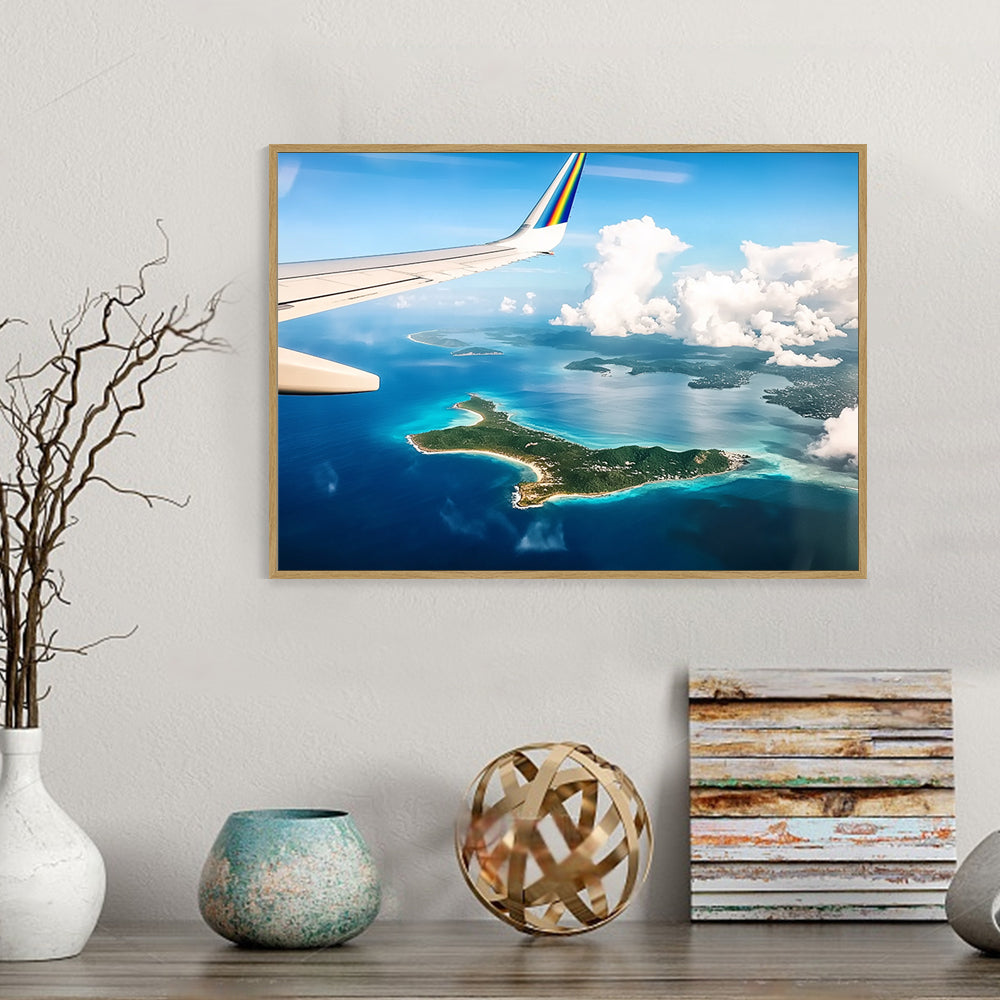 Canvas Wall Art - Scenic Island View From Airplane Window