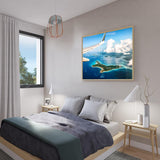 Canvas Wall Art - Scenic Island View From Airplane Window