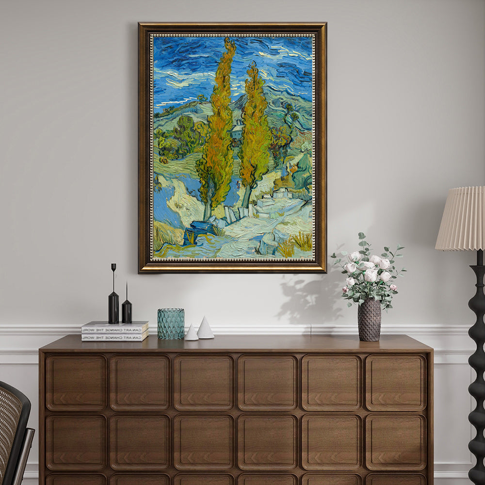 Golden Cypresses Vincent Van Gogh-Inspired Canvas Wall Art