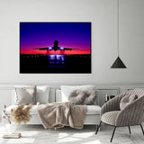 Airplane Takeoff at Sunset-Canvas Wall Art