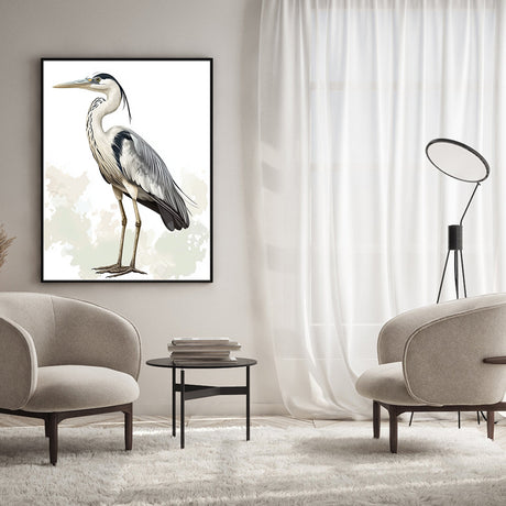 Canvas Wall Art - Graceful Heron In Nature