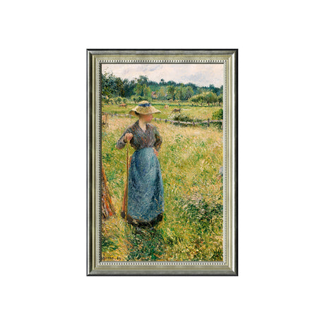 Woman With A Rake In A Meadow By Camille Pissarro