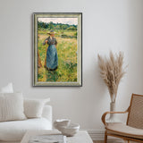 Woman With A Rake In A Meadow By Camille Pissarro