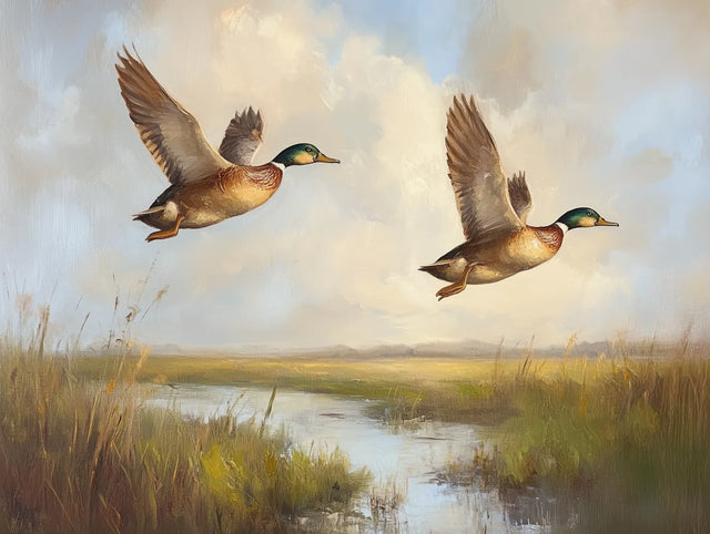 Canvas Wall Art - Majestic Flying Ducks