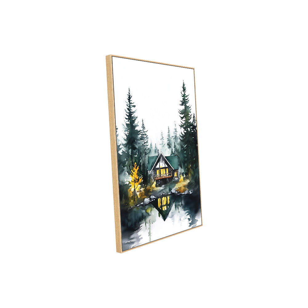 Tranquil Forest Cabin Canvas Wall Art