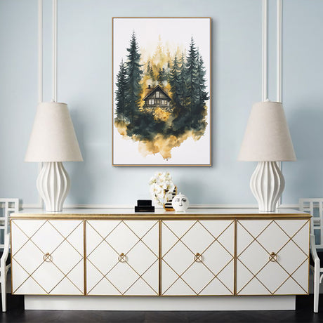 Golden Forest Retreat Canvas Wall Art