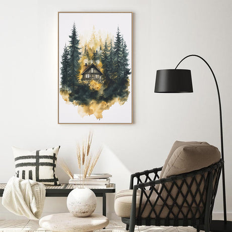 Golden Forest Retreat Canvas Wall Art