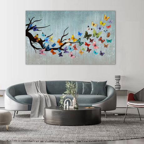 Colorful Butterfly Flight Canvas Wall Art