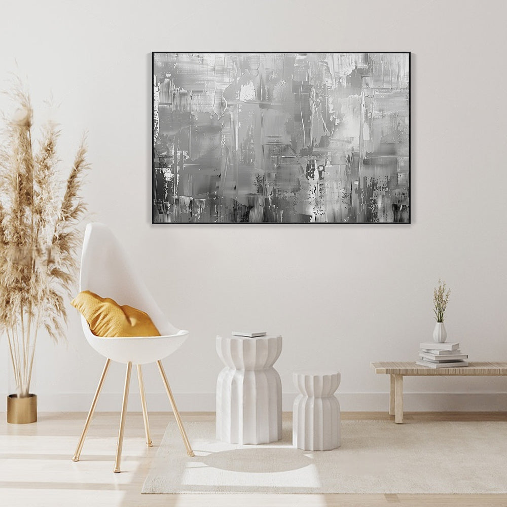 Silver Mist Abstract Canvas Wall Art