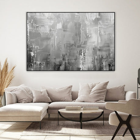 Silver Mist Abstract Canvas Wall Art