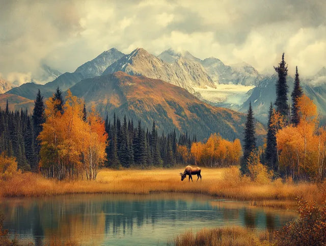 "Serene Autumn Retreat"– A Breathtaking Mountain Scene-Canvas Wall Art
