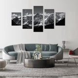 Majestic Black and White Mountain Range Canvas Wall Art