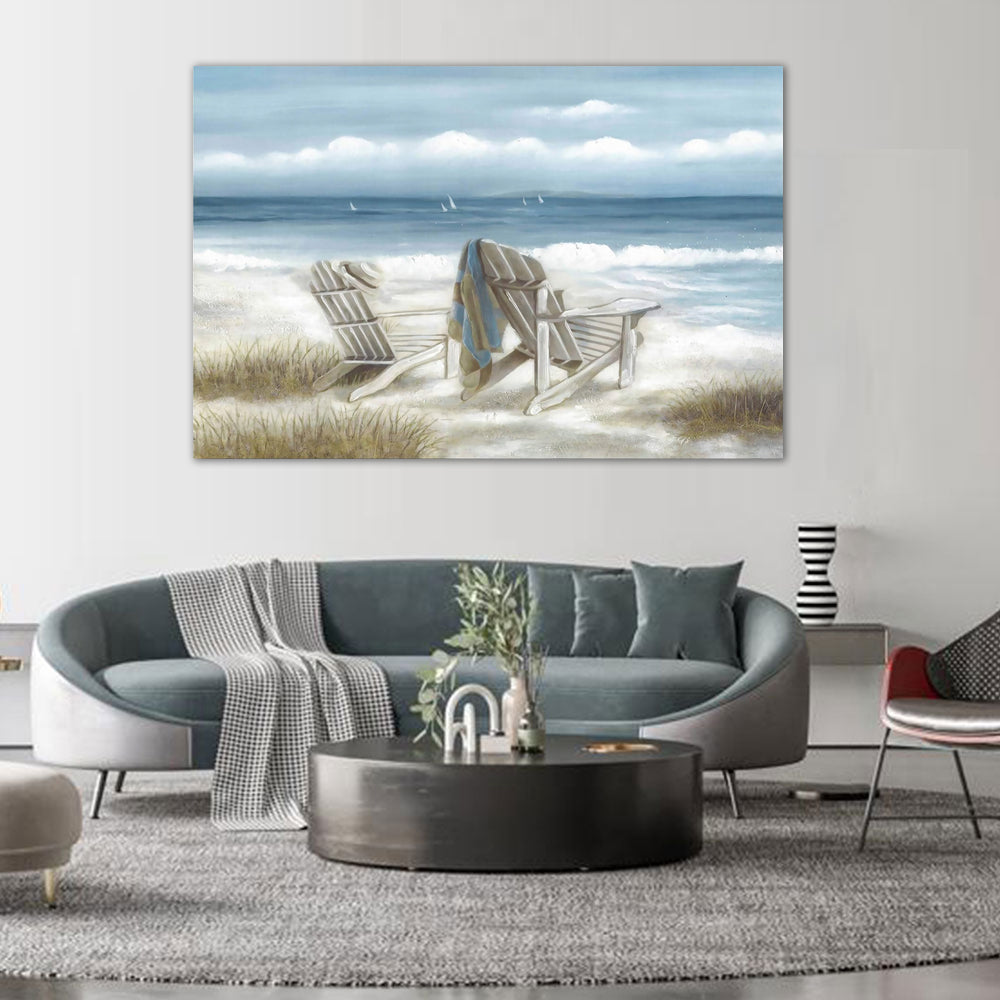 Relaxing Beach Chairs Canvas Wall Art