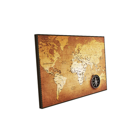 Antique Style Vintage World Map With Compass Canvas Wall Art