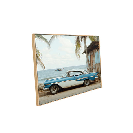 Vintage Car by the Tropical Coast-Canvas Wall Art