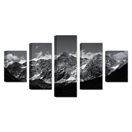 Majestic Black and White Mountain Range Canvas Wall Art