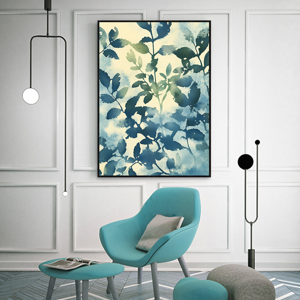 Ethereal Blue Foliage Canvas Wall Art