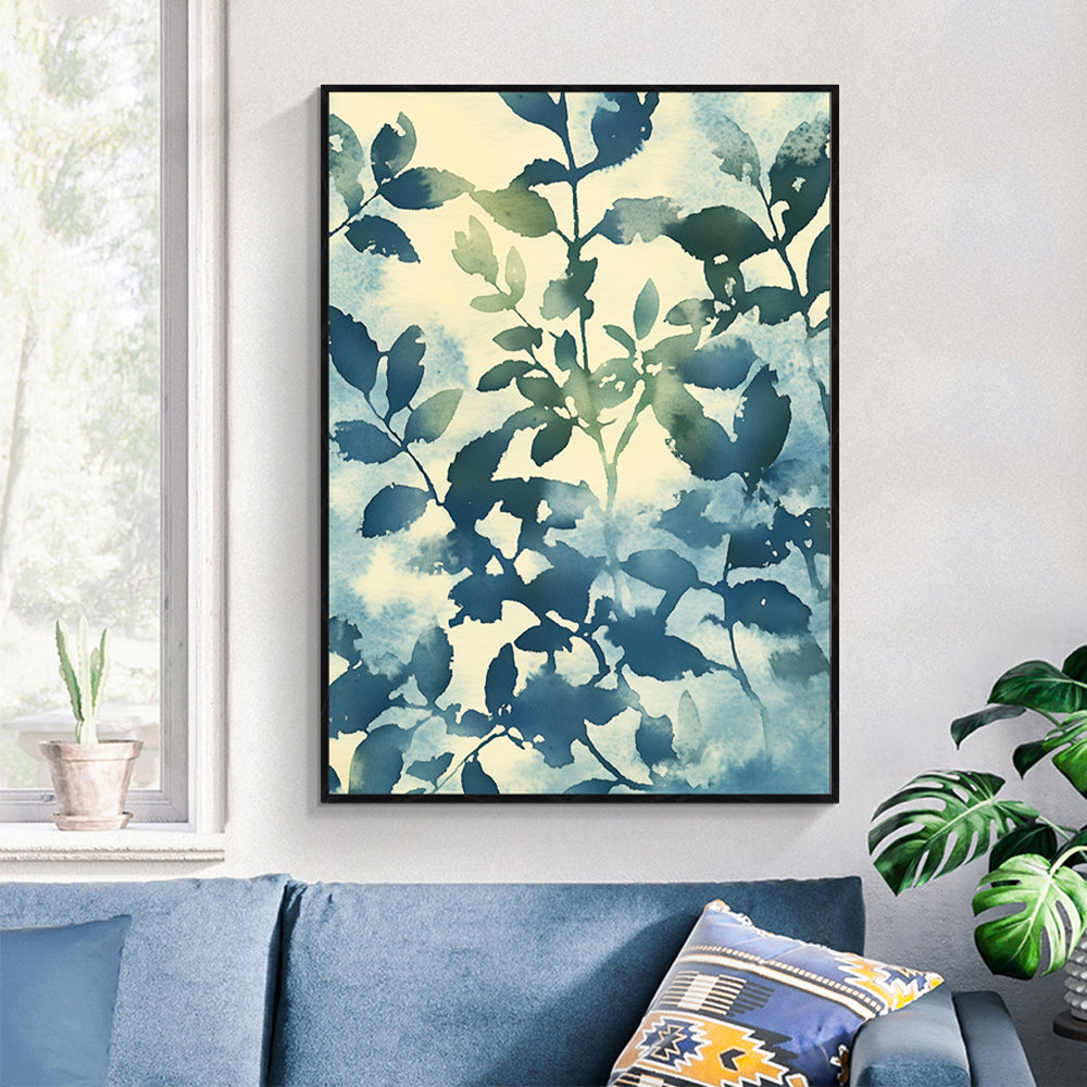 Ethereal Blue Foliage Canvas Wall Art