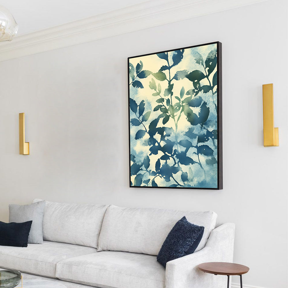 Ethereal Blue Foliage Canvas Wall Art
