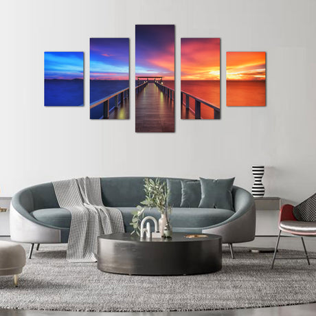 Colorful Sunset Pier Canvas Wall Art