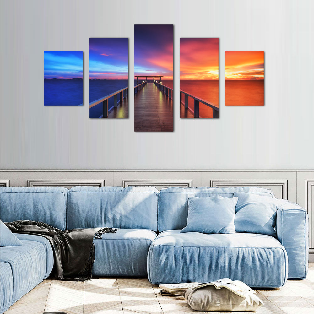 Colorful Sunset Pier Canvas Wall Art