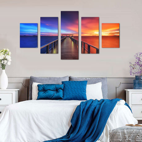 Colorful Sunset Pier Canvas Wall Art