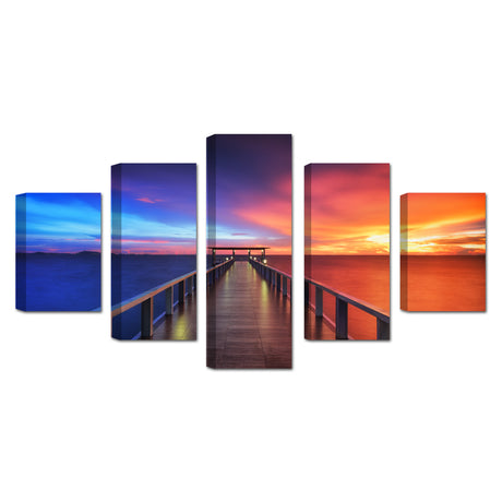 Colorful Sunset Pier Canvas Wall Art