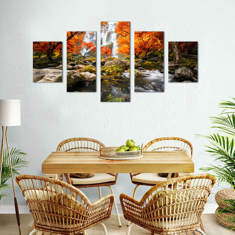 Autumn Waterfall Canvas Wall Art