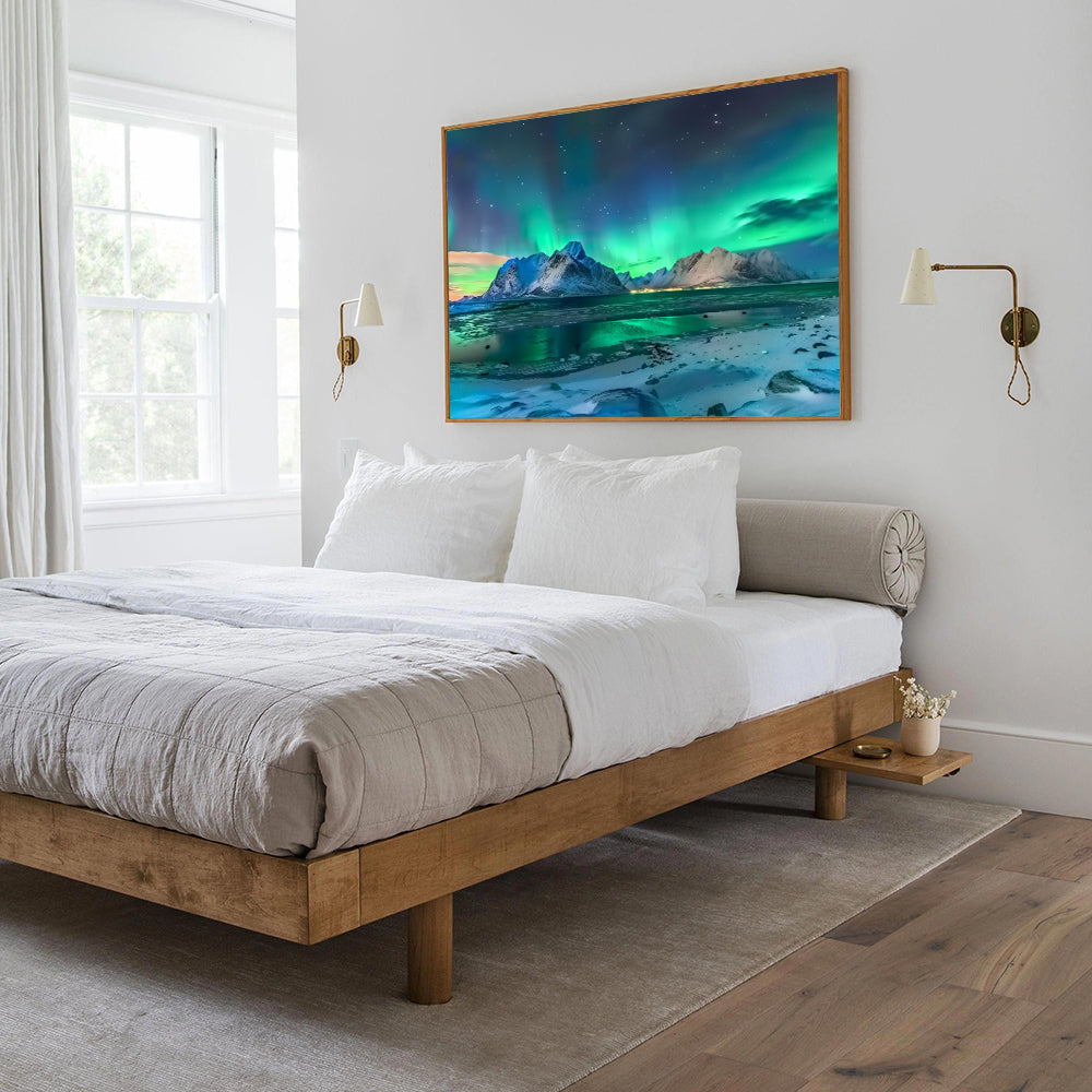 Aurora Borealis over Arctic Mountains Canvas Wall Art