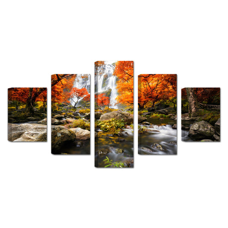 Autumn Waterfall Canvas Wall Art