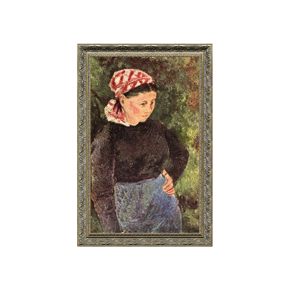 Young Woman With A Red Headscarf By Camille Pissarro