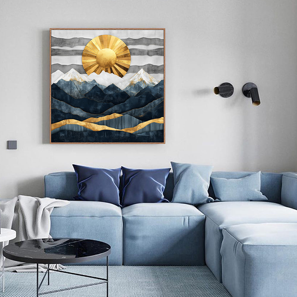 Golden Sun Over Mountains Canvas Wall Art