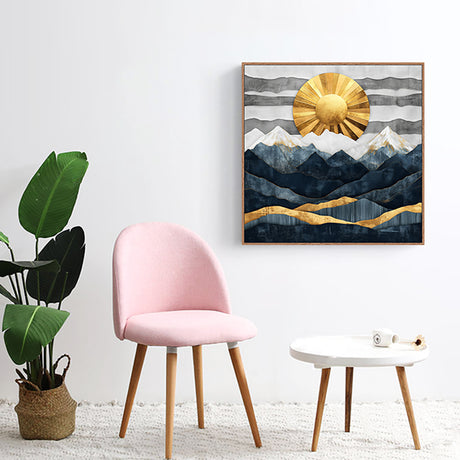 Golden Sun Over Mountains Canvas Wall Art