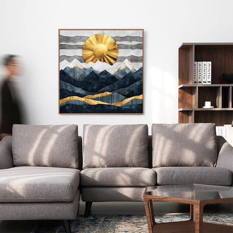 Golden Sun Over Mountains Canvas Wall Art