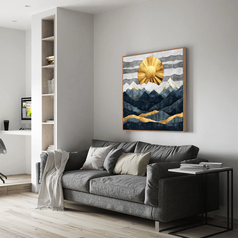 Golden Sun Over Mountains Canvas Wall Art