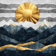 Golden Sun Over Mountains Canvas Wall Art