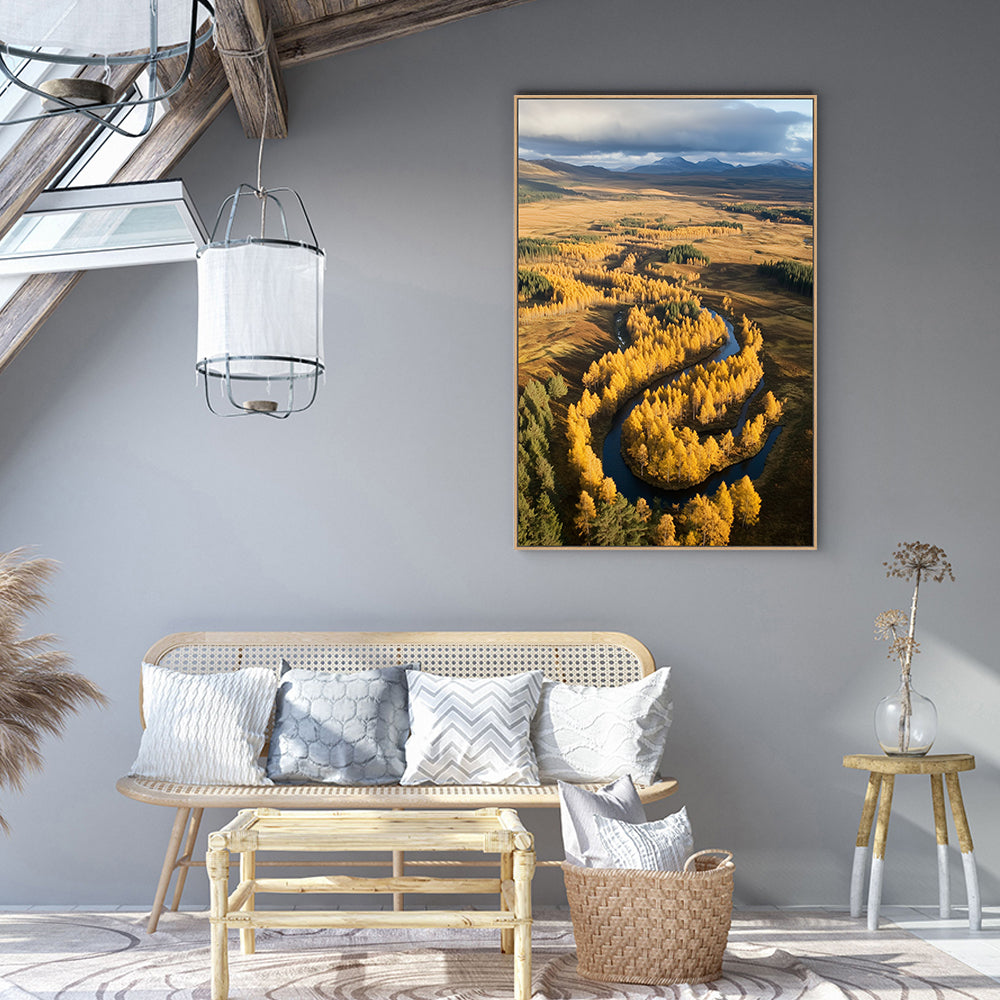 Golden Valley Meandering River Canvas Wall Art