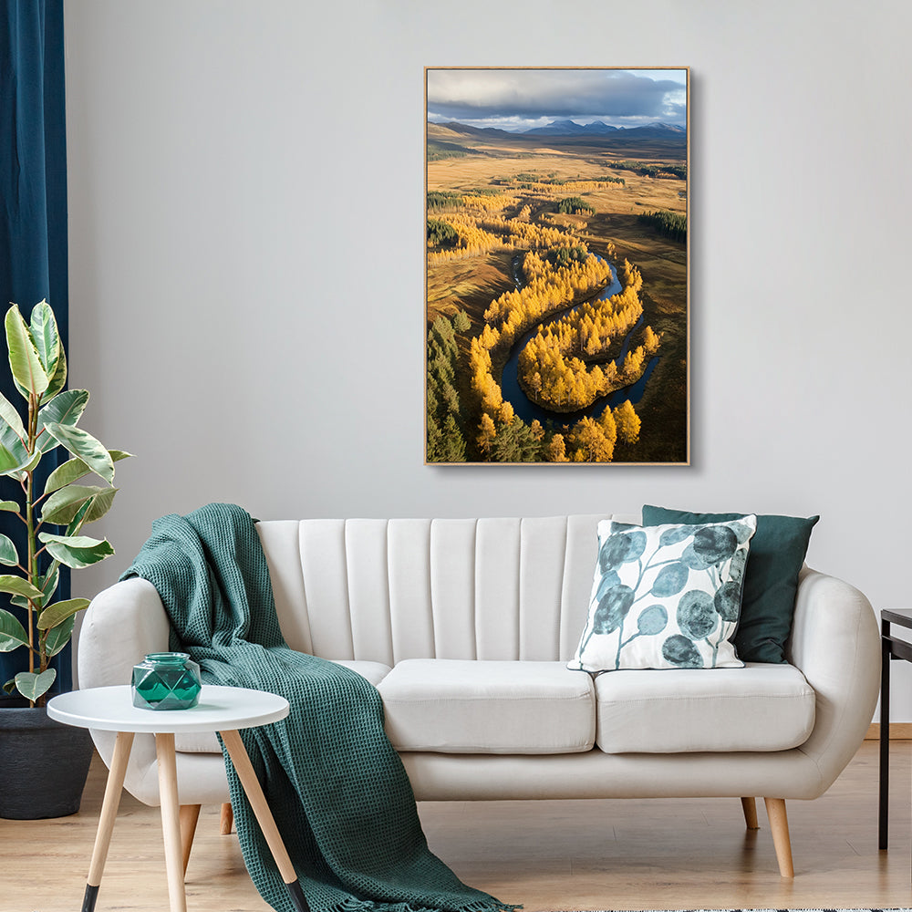 Golden Valley Meandering River Canvas Wall Art