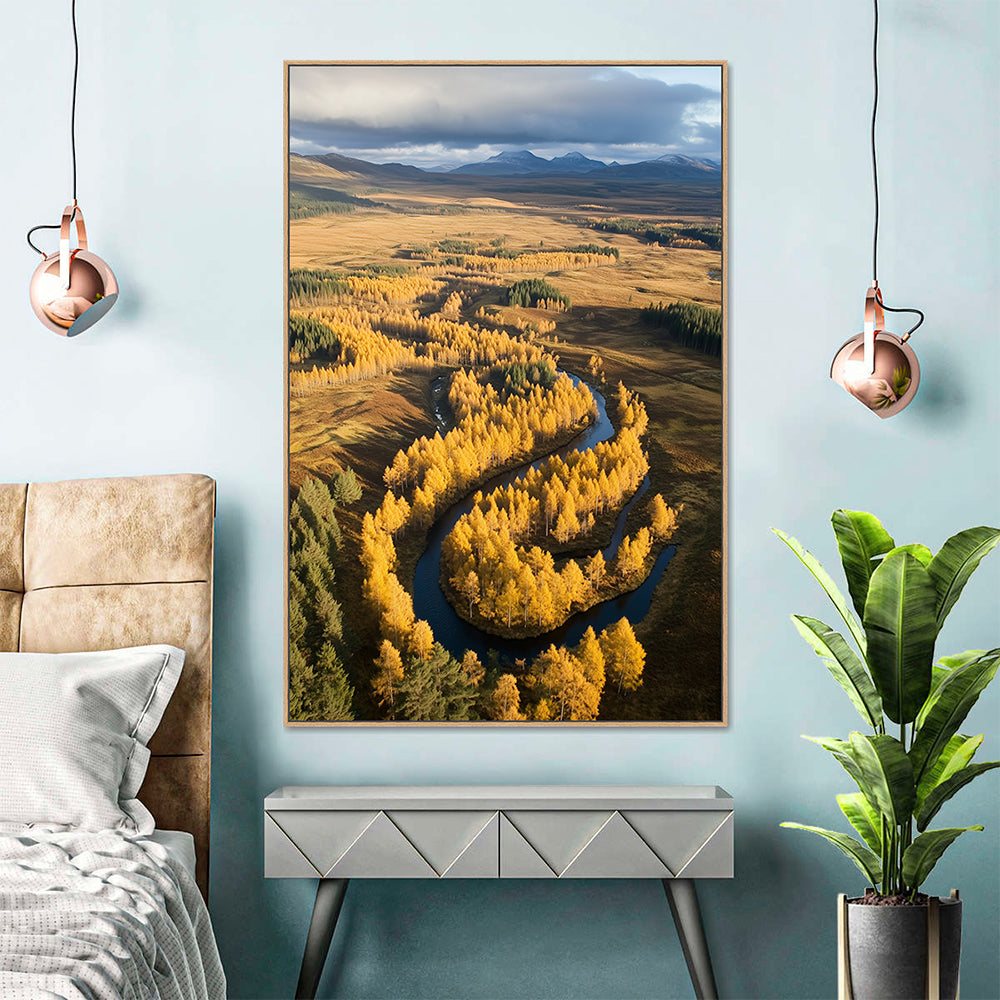 Golden Valley Meandering River Canvas Wall Art